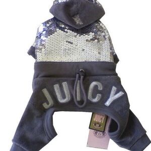 Juicy Couture Charcoal and Silver Sequin Pet Hoodie